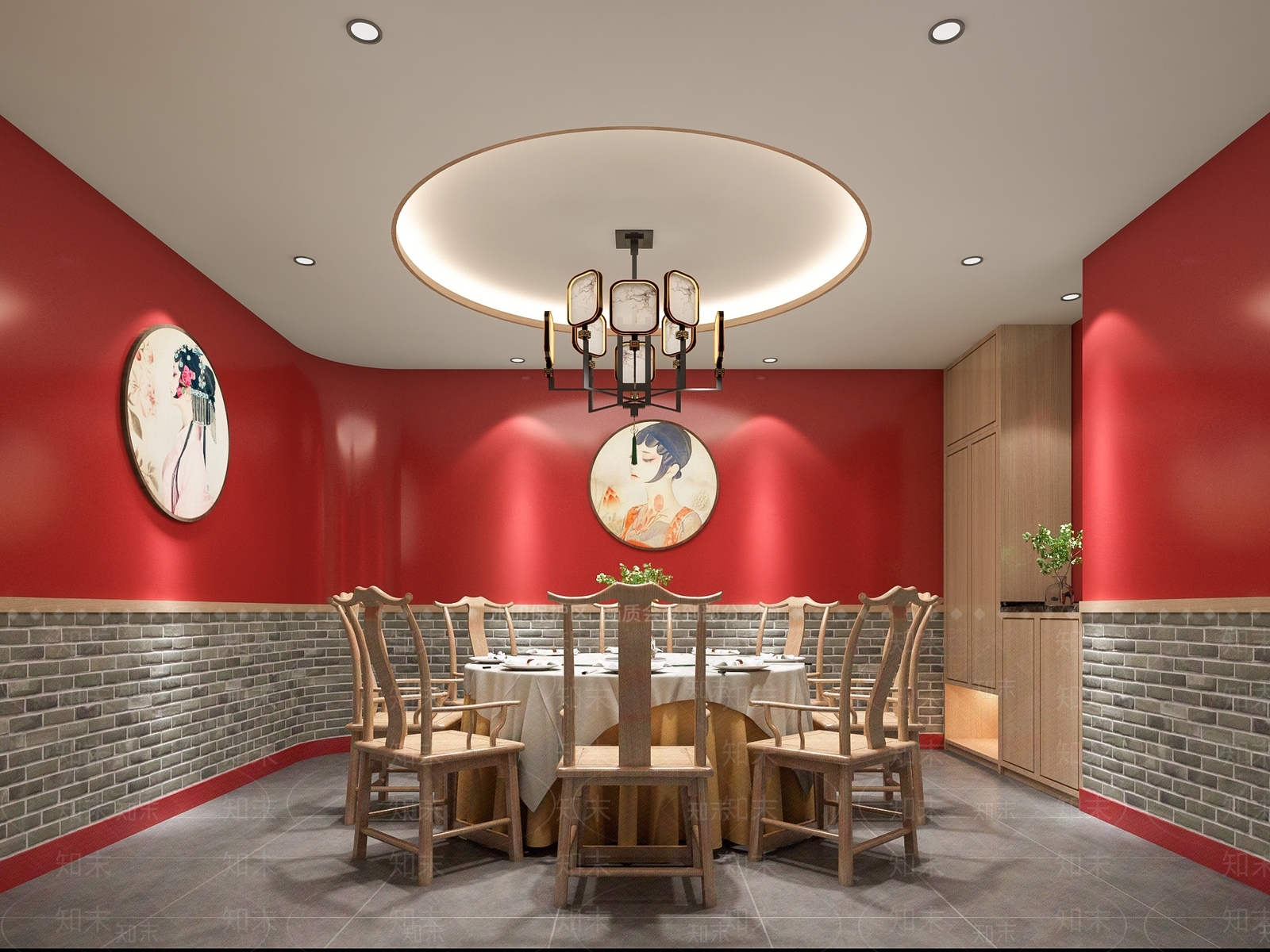 新中式火锅店包间包厢SU模型下载【ID:1121034773】