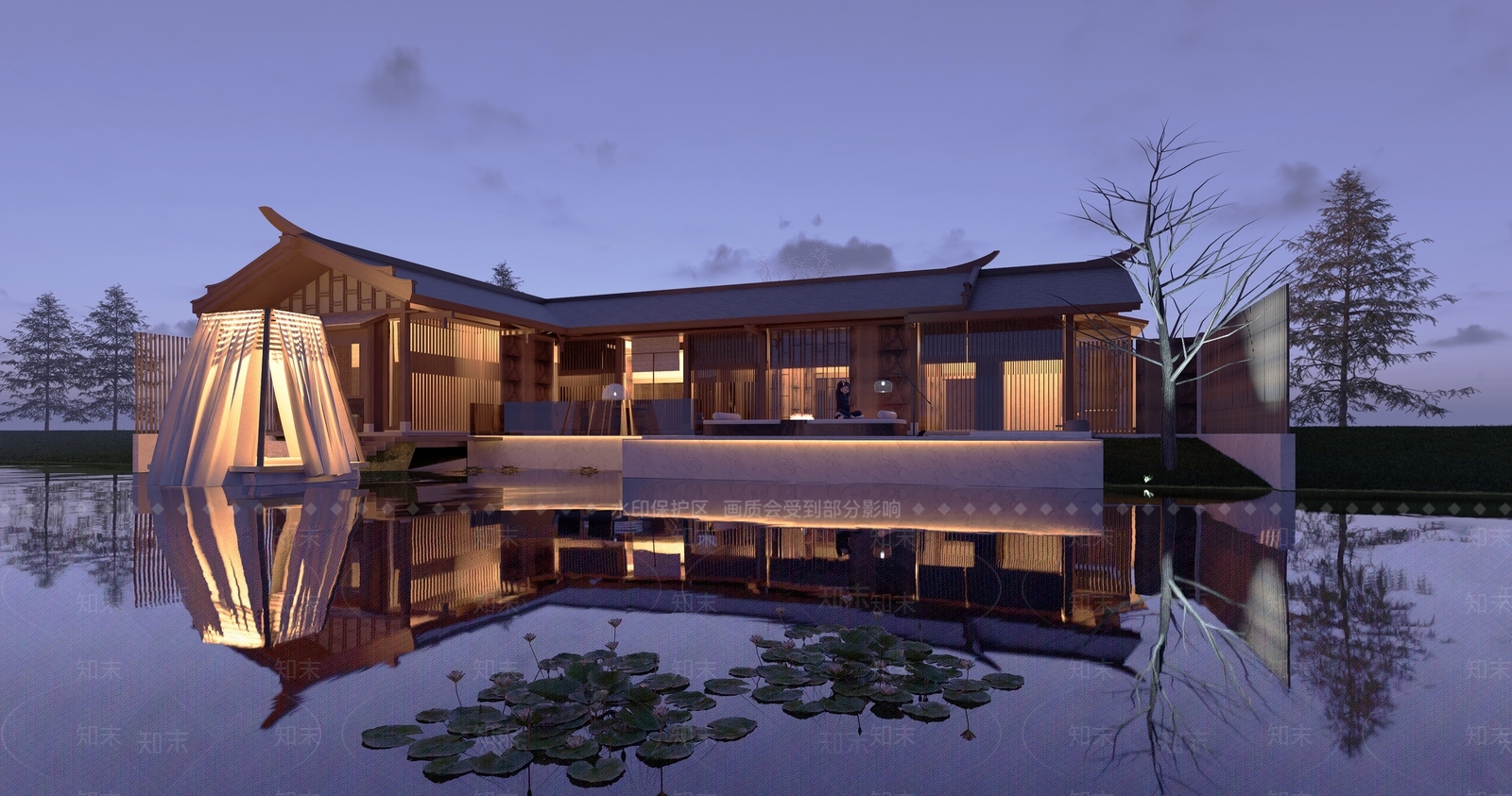 现代风格滨水度假别墅酒店建筑SU模型下载【ID:1121035049】