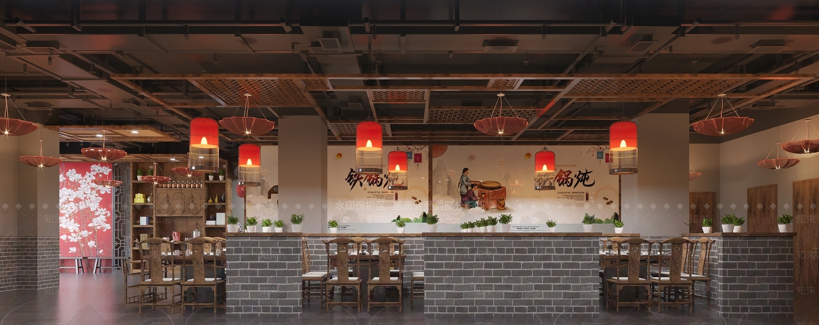 新中式铁锅炖餐厅3D模型下载【ID:1121045430】