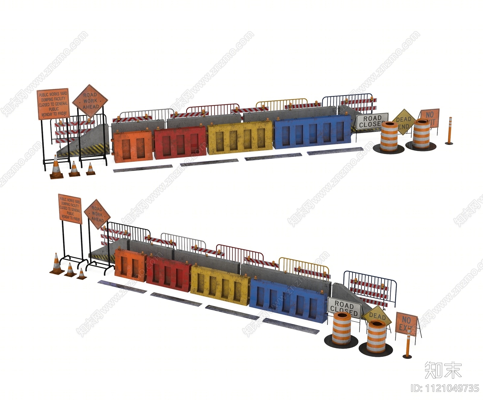 工业风工地建筑道路设施3D模型下载【ID:1121049735】