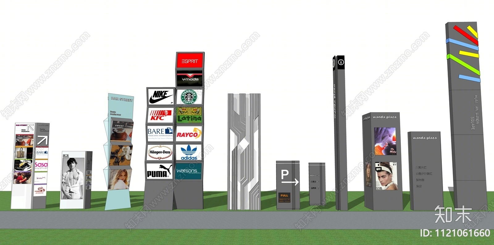 现代商场商业指示牌SU模型下载【ID:1121061660】