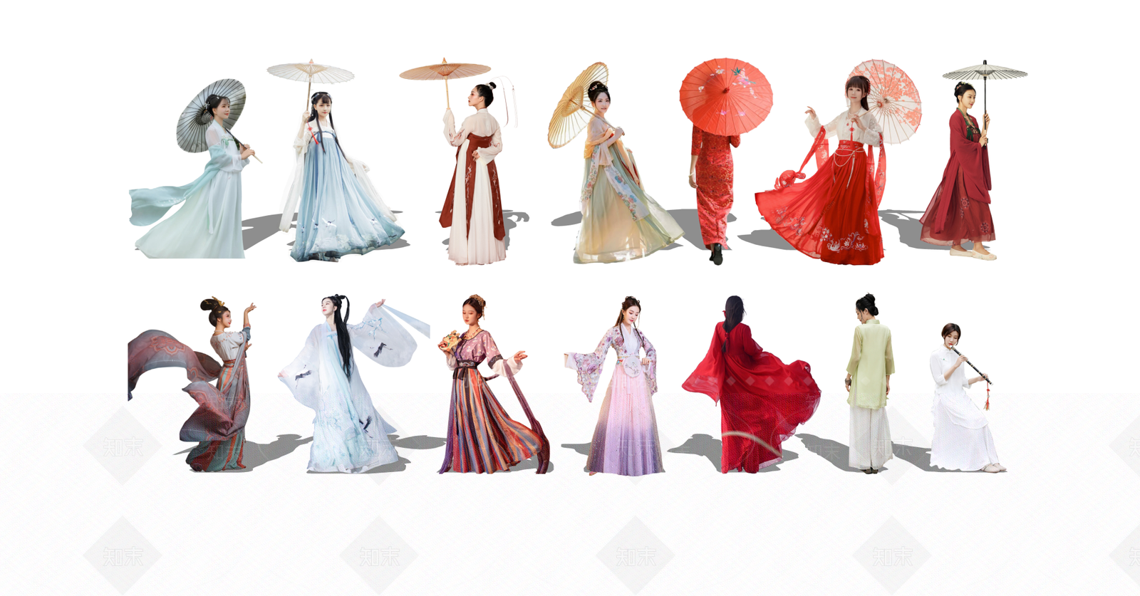 2D中式汉服古风古典人物女人美女SU模型下载【ID:1121074440】