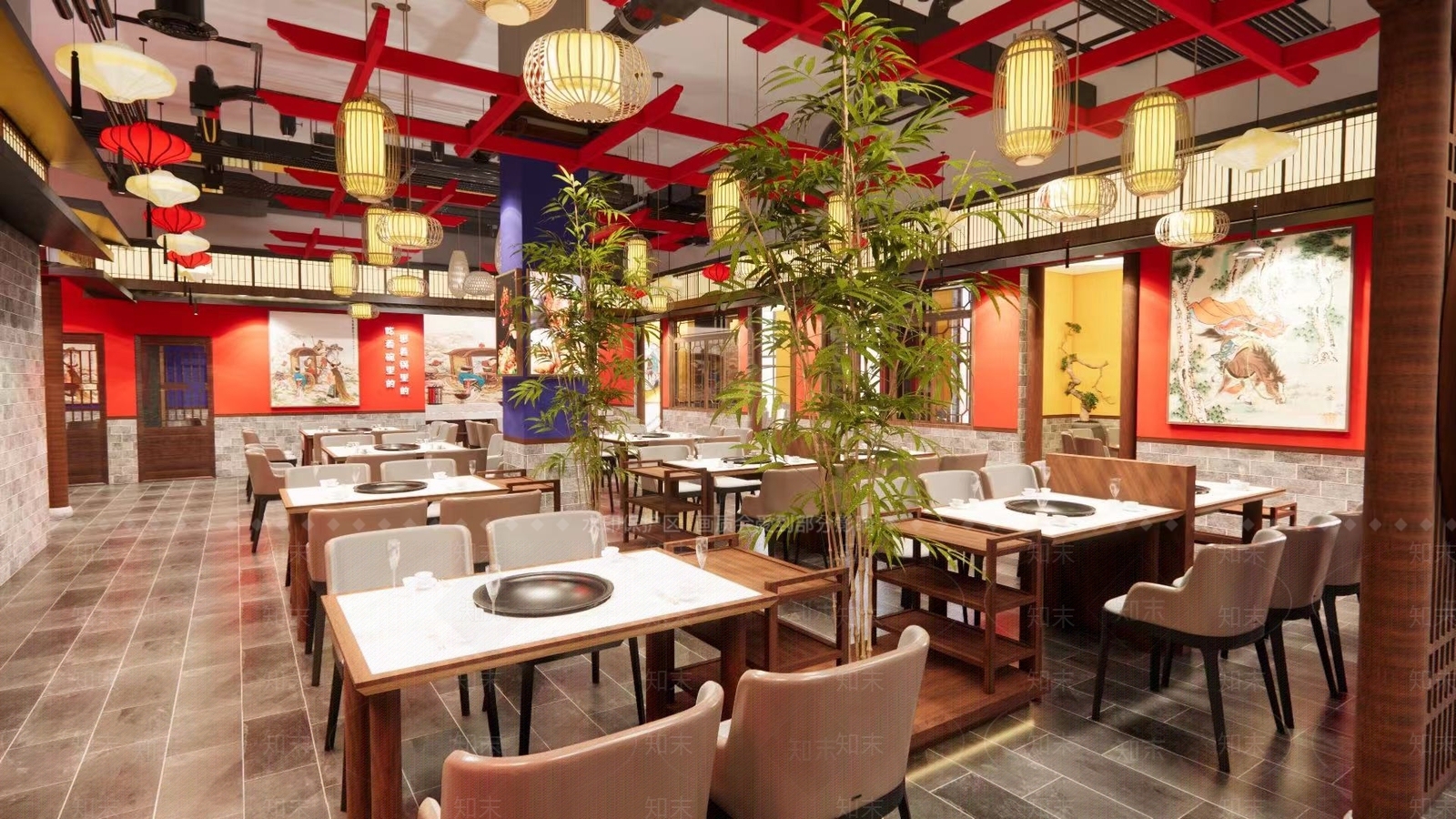 新中式火锅店SU模型下载【ID:1121256259】