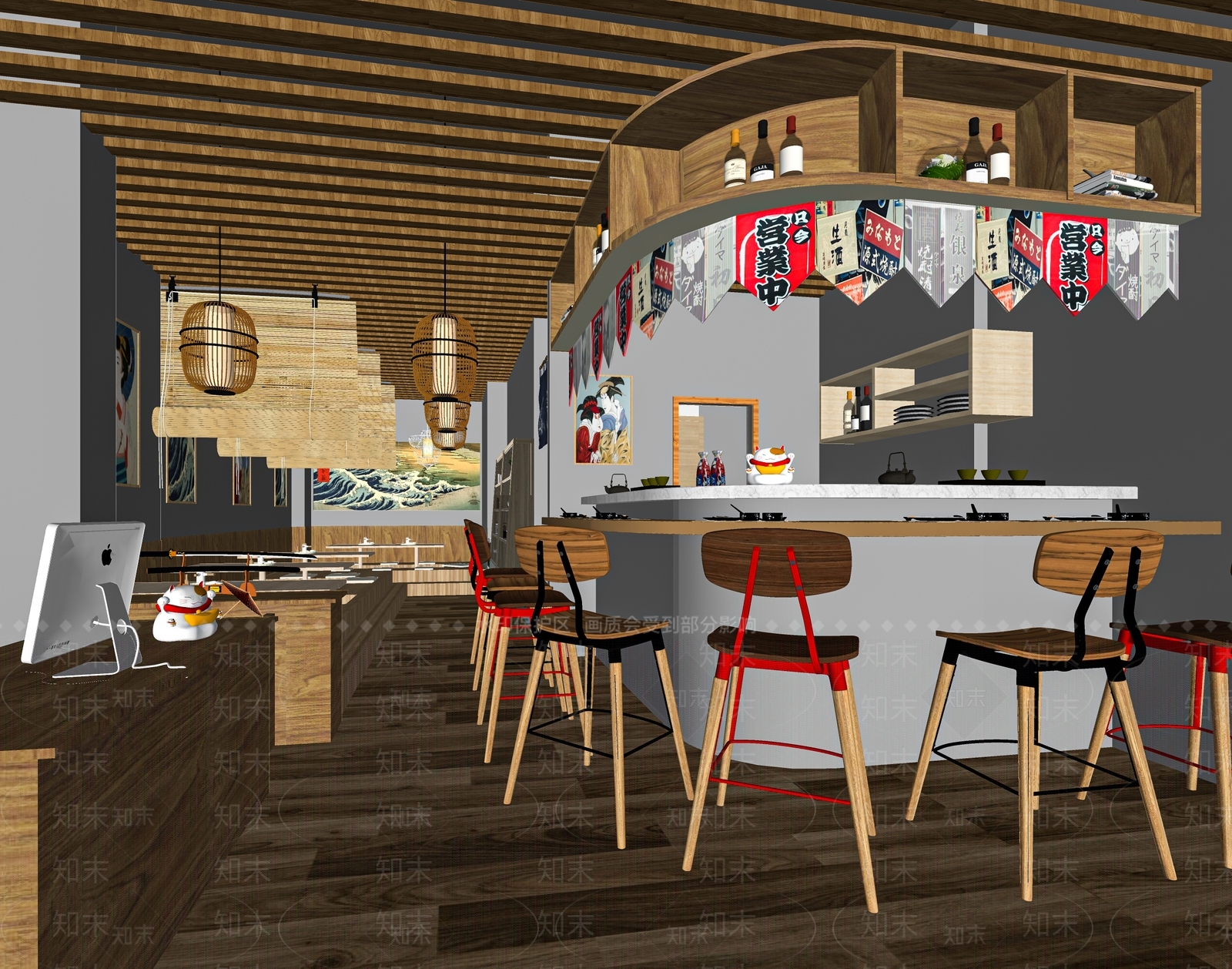 日式料理店SU模型下载【ID:1121078264】