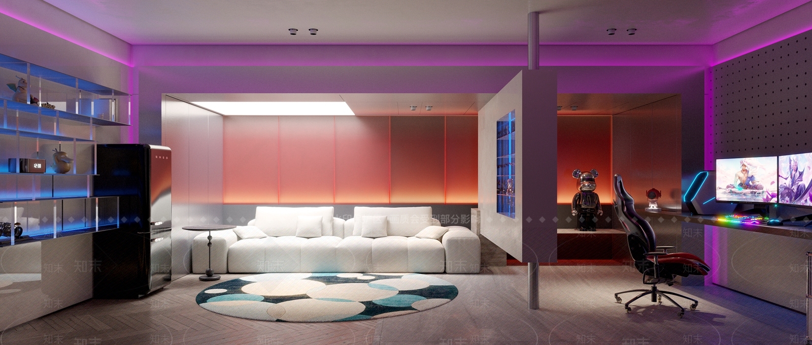 现代地下室电竞房3D模型下载【ID:1121079083】