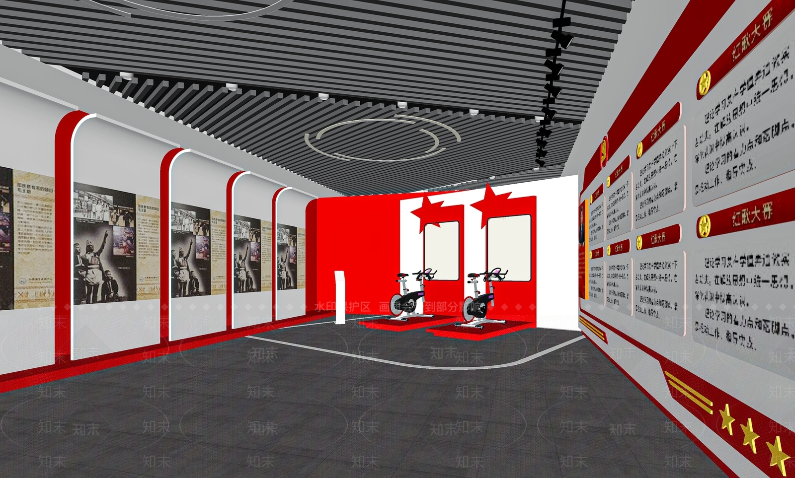 现代党建文化展厅SU模型下载【ID:1121081717】