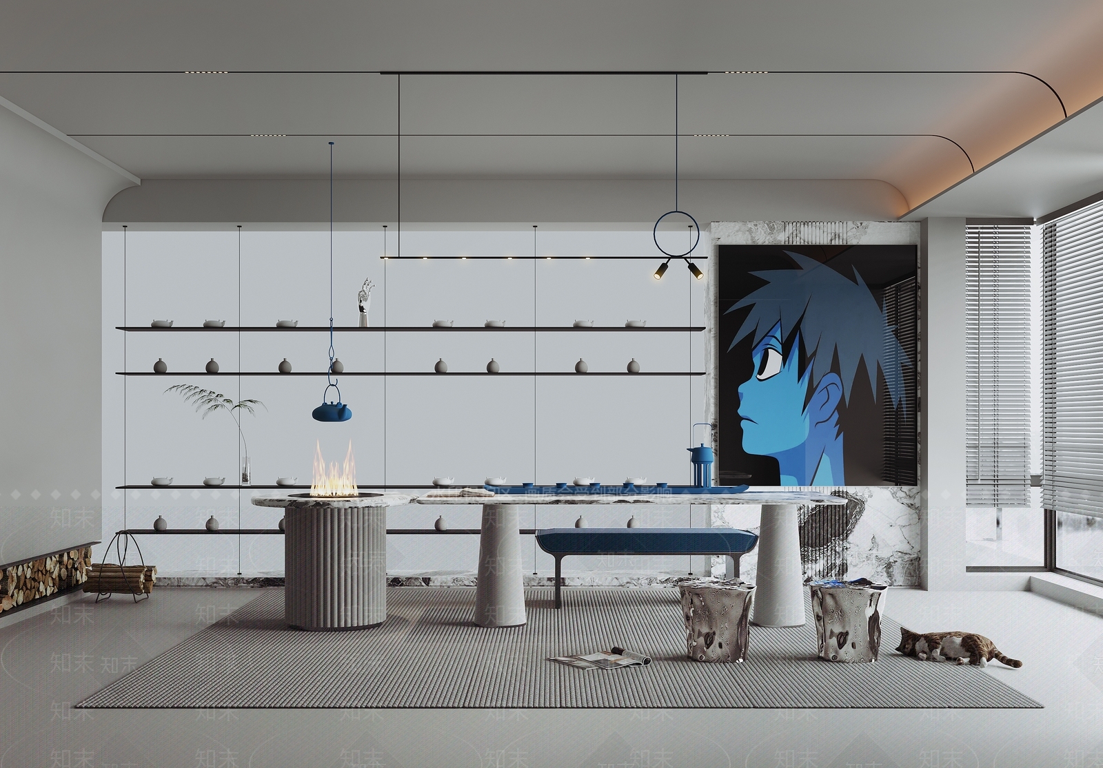 现代家具茶室SU模型下载【ID:1121094832】