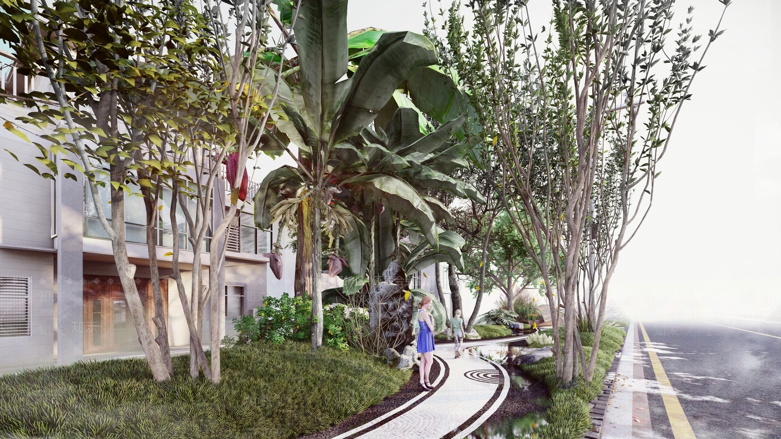 新中式景观园路SU模型下载【ID:1121166550】