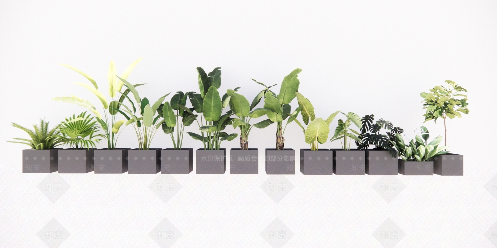 大叶类室内外盆栽SU模型下载【ID:1121116210】