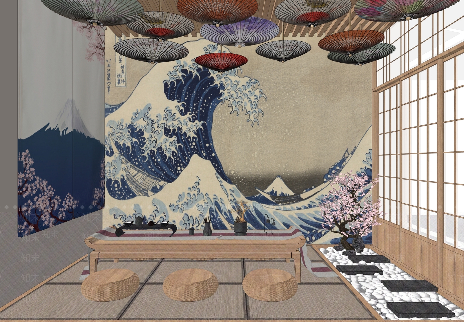 日式剧本杀包间包厢SU模型下载【ID:1121130879】