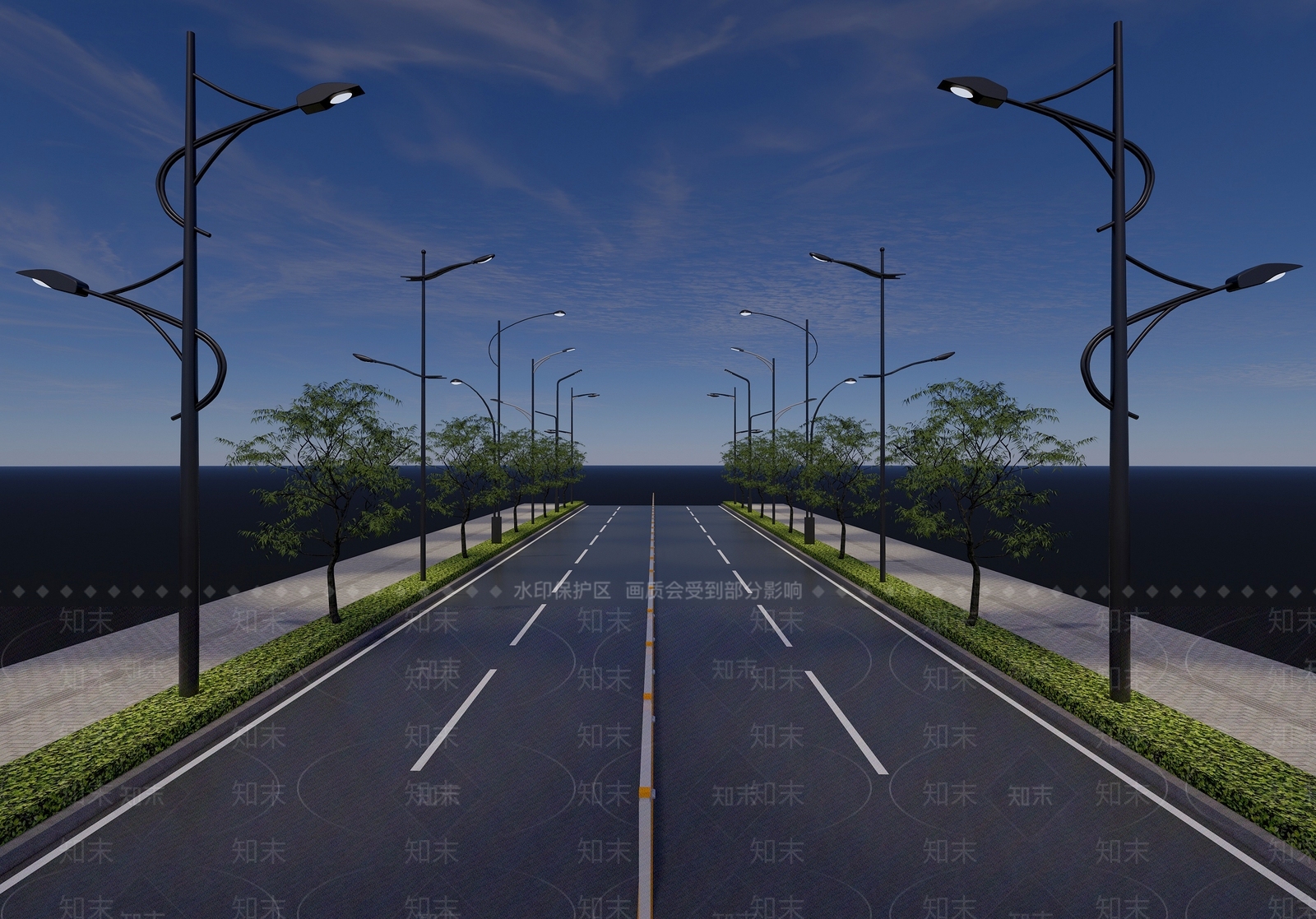 现代路灯SU模型下载【ID:1121132341】