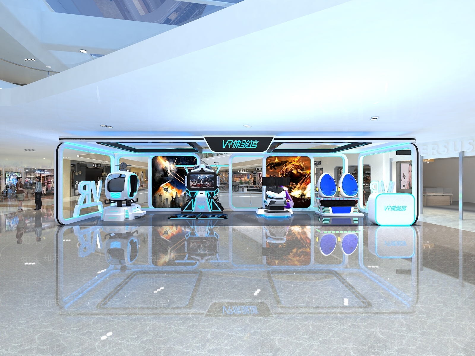 现代VR游戏科技展厅3D模型下载【ID:1121149950】