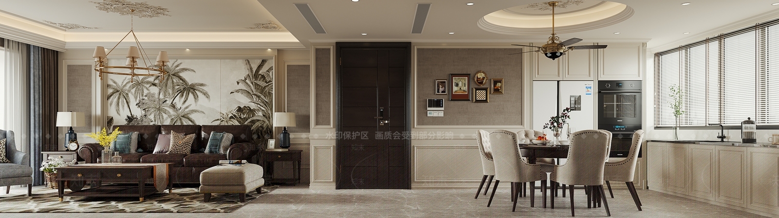 美式家居餐厅3D模型下载【ID:1222123483】