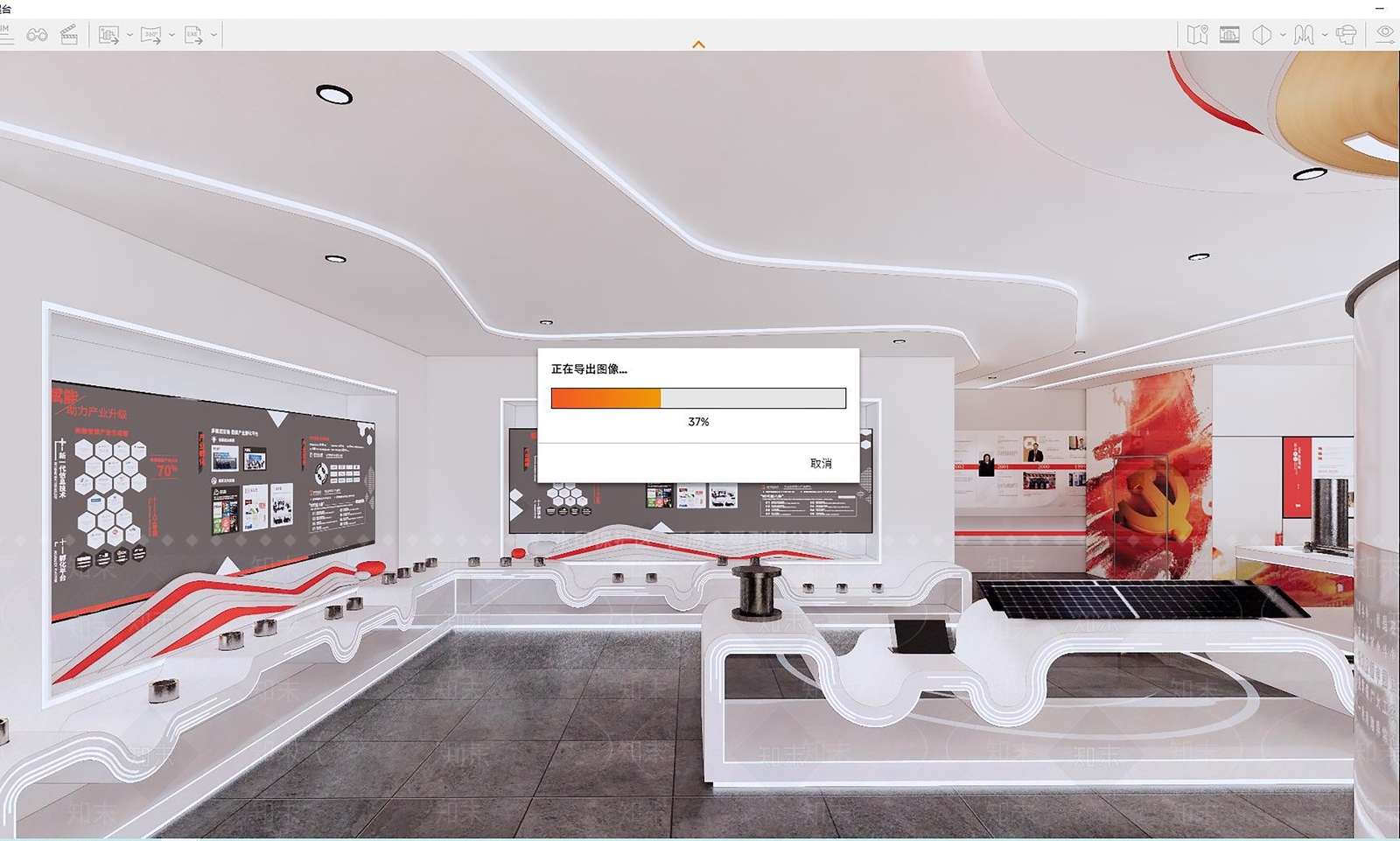 现代党建展厅SU模型下载【ID:1121159897】