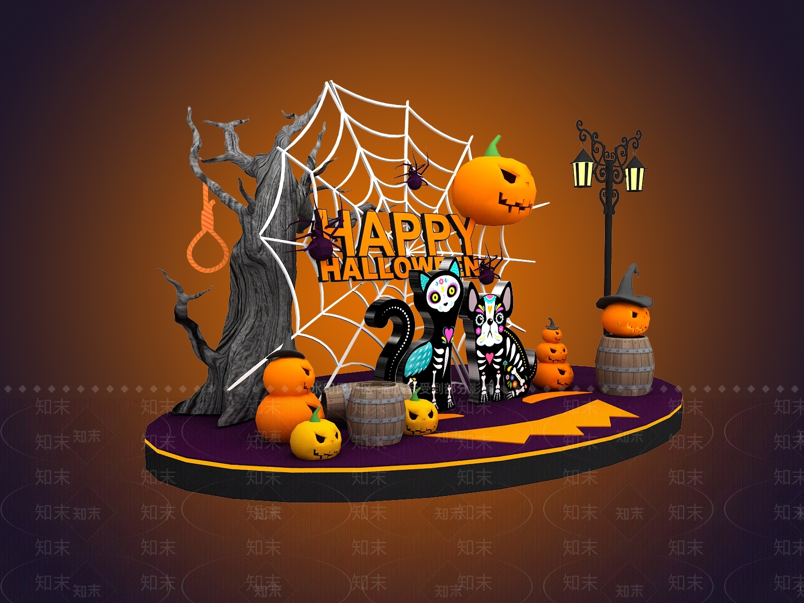 现代万圣节美陈3D模型下载【ID:1121227776】