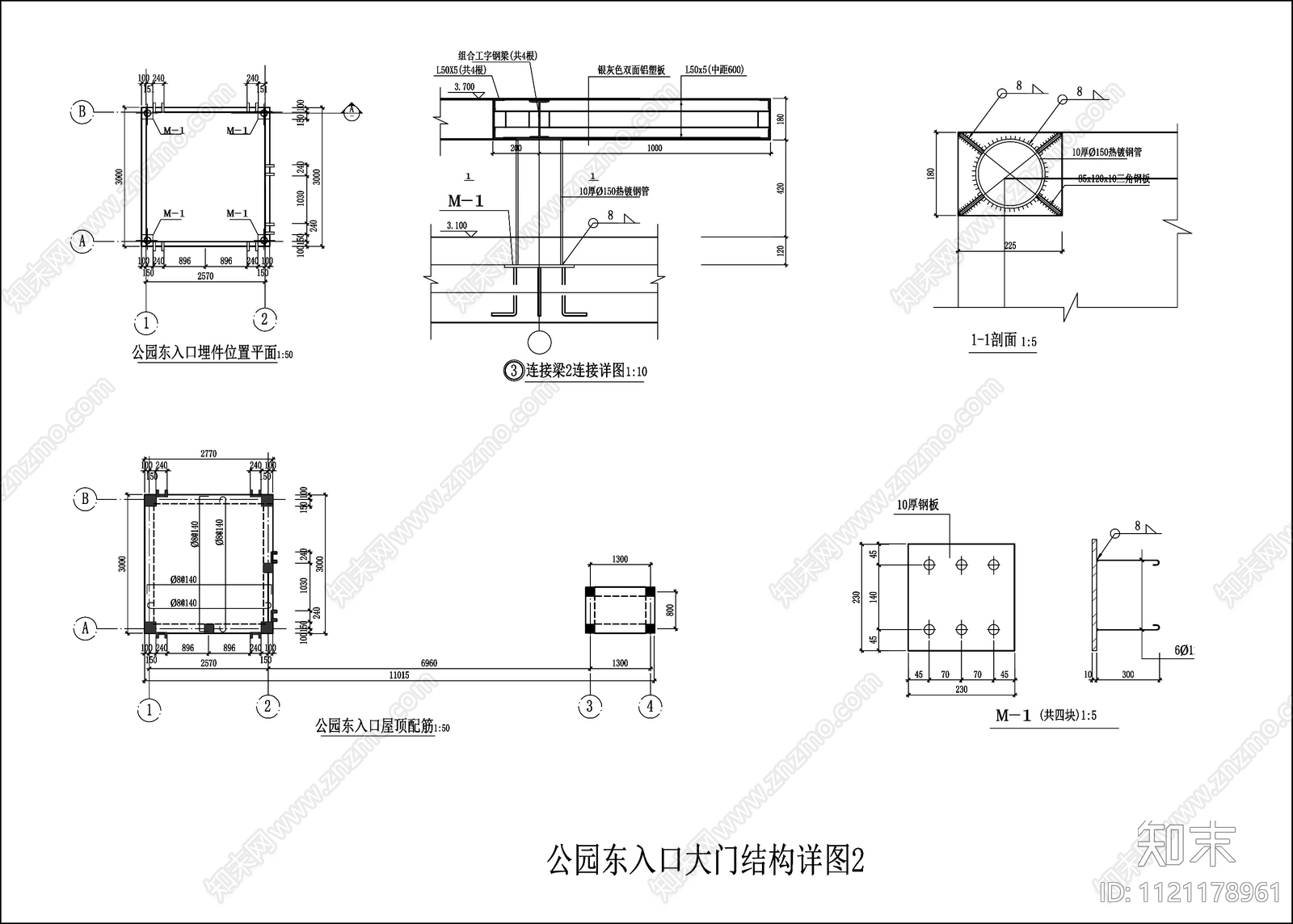 现代大门cad施工图下载【ID:1121178961】