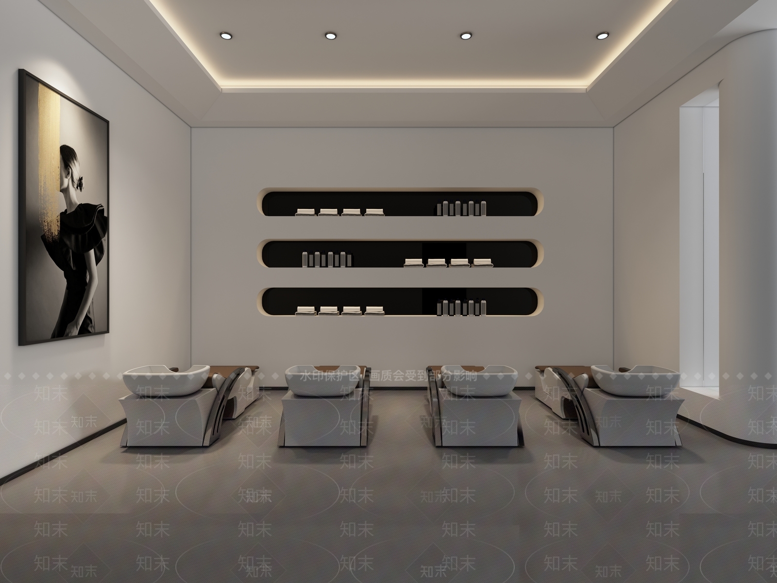 现代理发店洗头区3D模型下载【ID:1121182293】