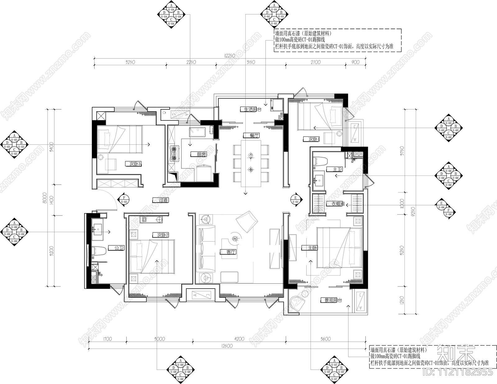 法式室内样板间设计施工图cad施工图下载【ID:1121182955】