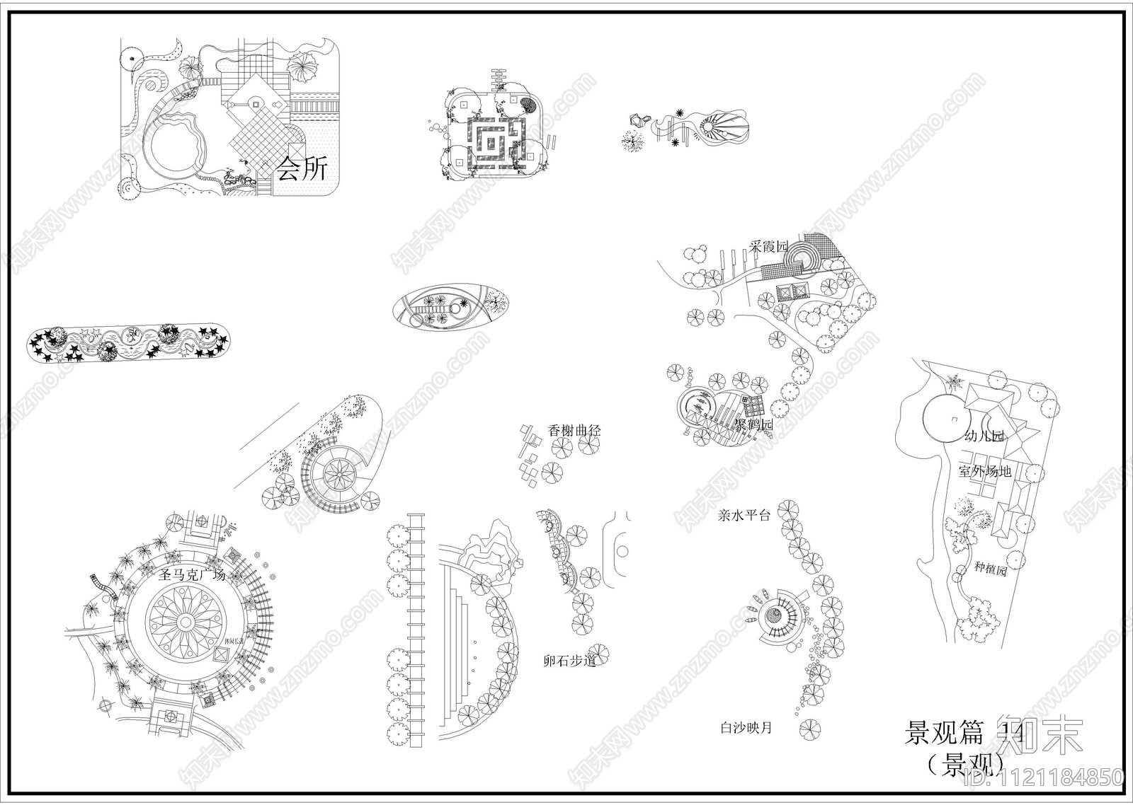 现代简约小区景观设计平面图施工图下载【ID:1121184850】