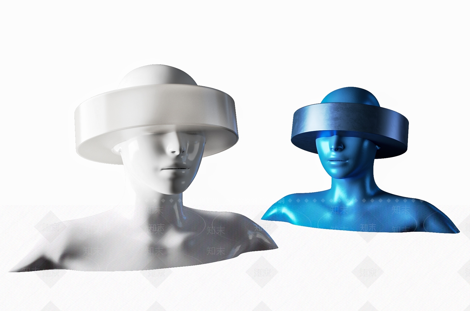 现代半身人像雕塑3D模型下载【ID:1125735963】