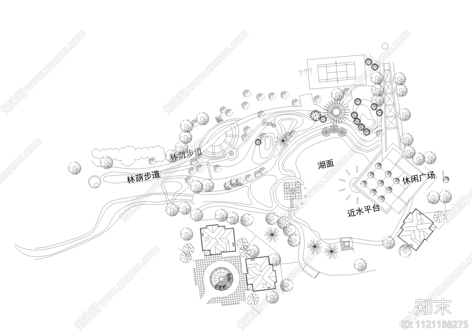 现代简约广场绿地景观平面图cad施工图下载【ID:1121188275】