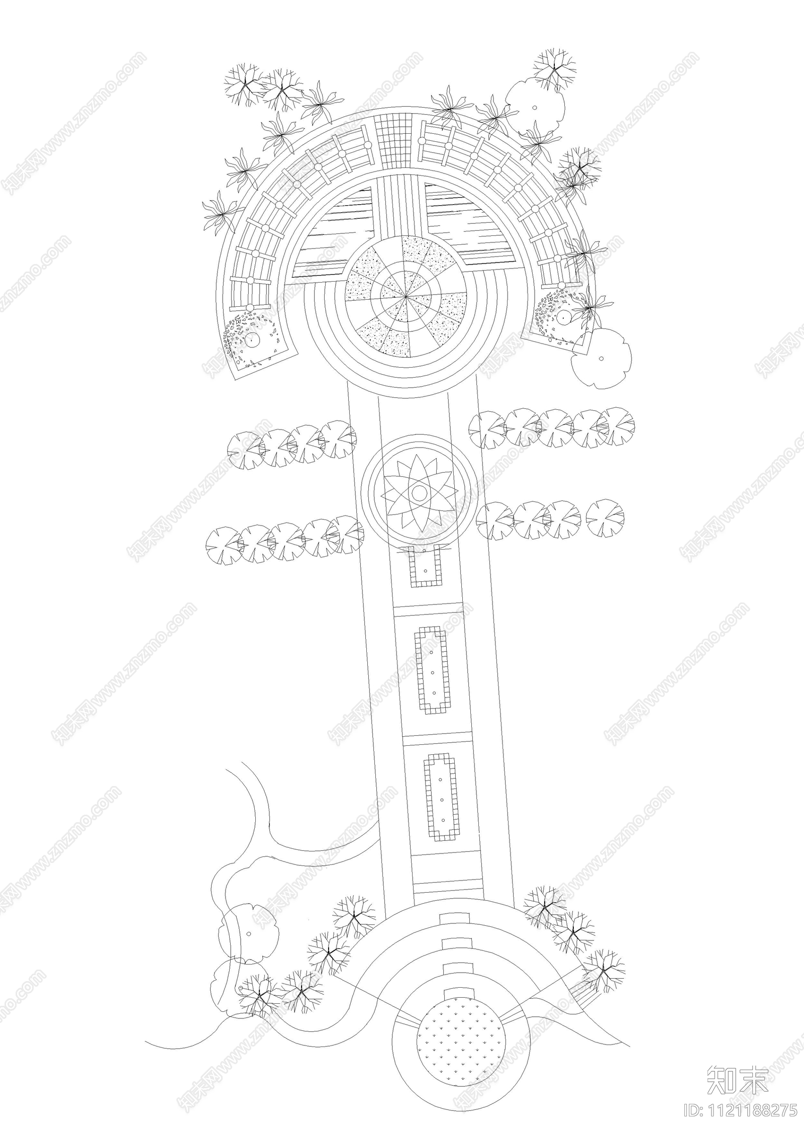 现代简约广场绿地景观平面图cad施工图下载【ID:1121188275】