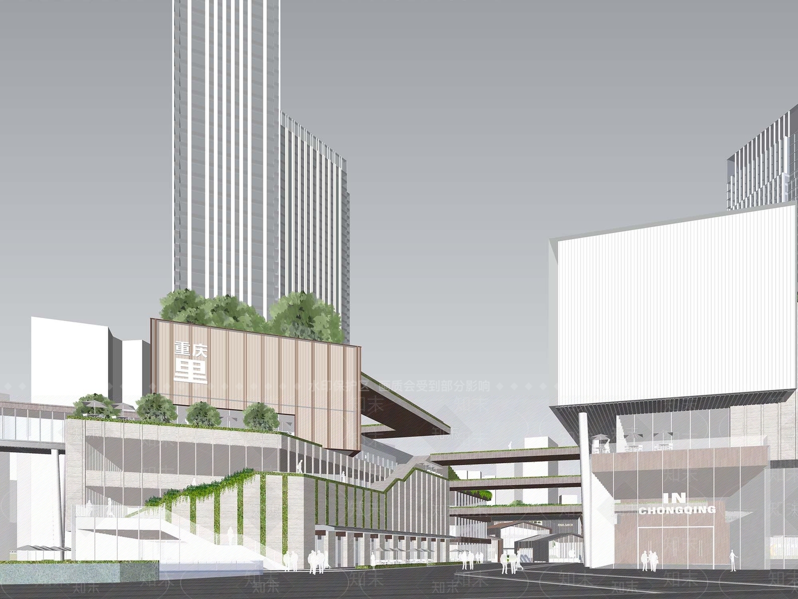 现代商业街SU模型精品下载_SketchUp模型_知末网