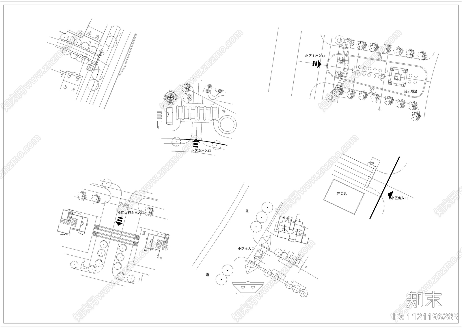 现代简约小区地下车库入口景观平面图施工图下载【ID:1121196285】