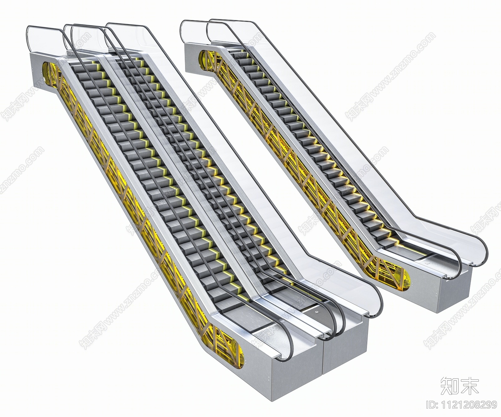 现代不锈钢扶手电梯3D模型下载【ID:1121208299】