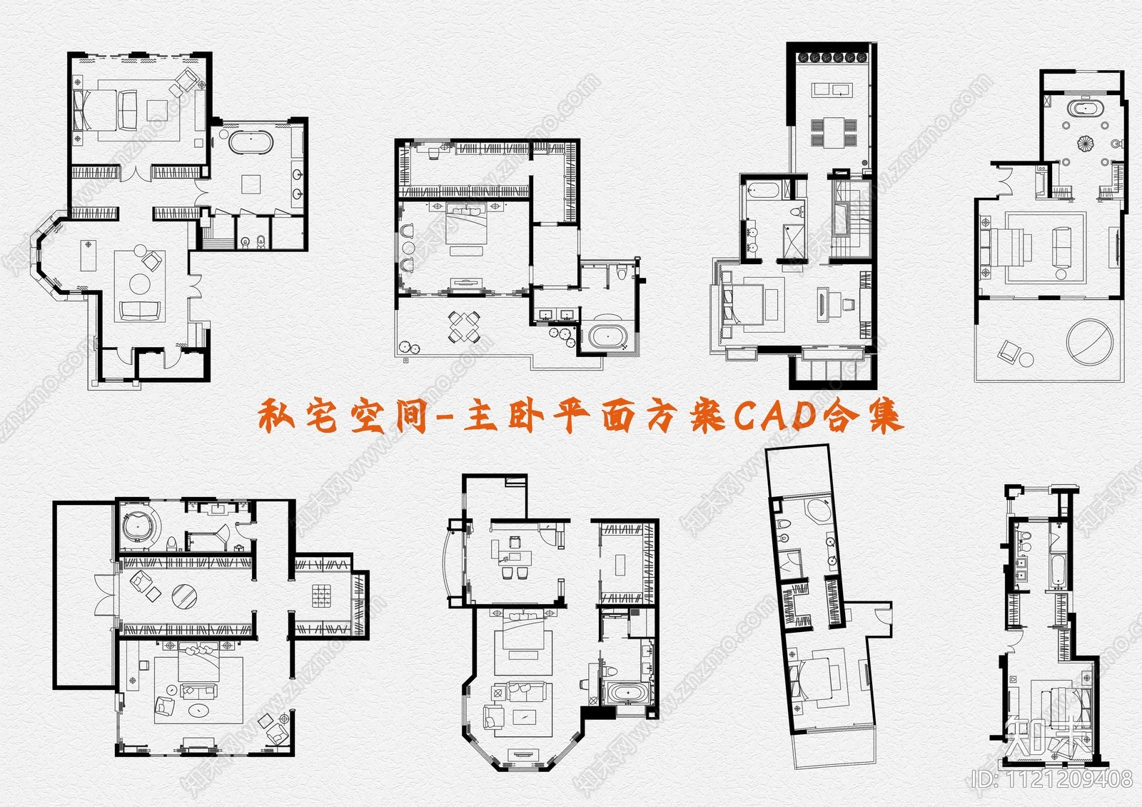 私宅室内空间平面方案CAD合集cad施工图下载【ID:1121209408】