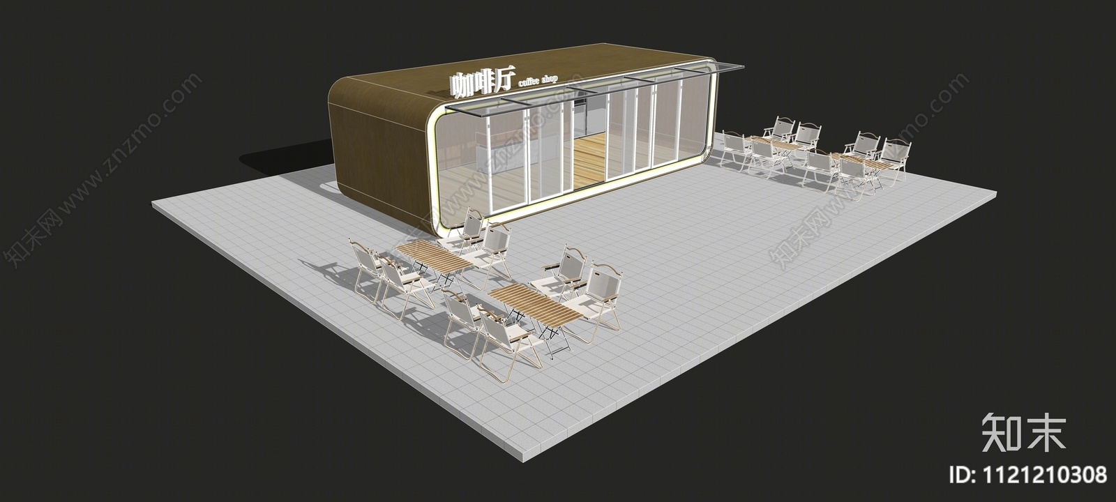 现代餐饮建筑SU模型下载【ID:1121210308】