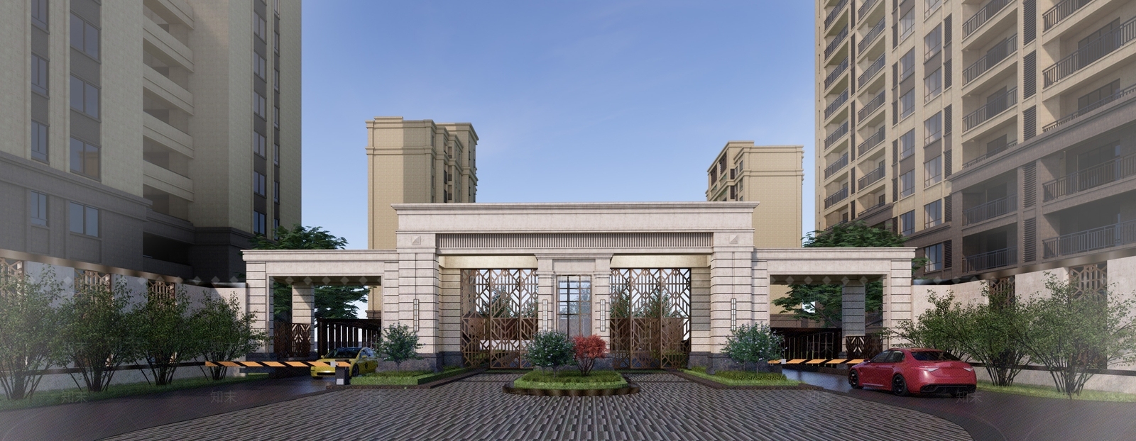 古典主义小区入口大门SU模型下载【ID:1121210917】