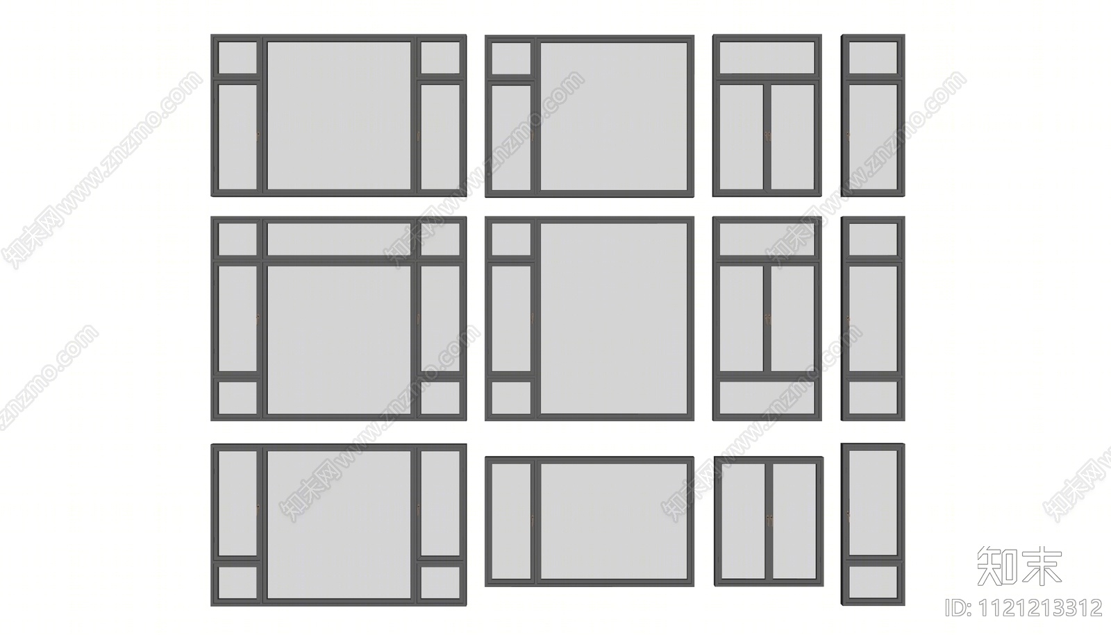 现代窗户组合SU模型下载【ID:1121213312】