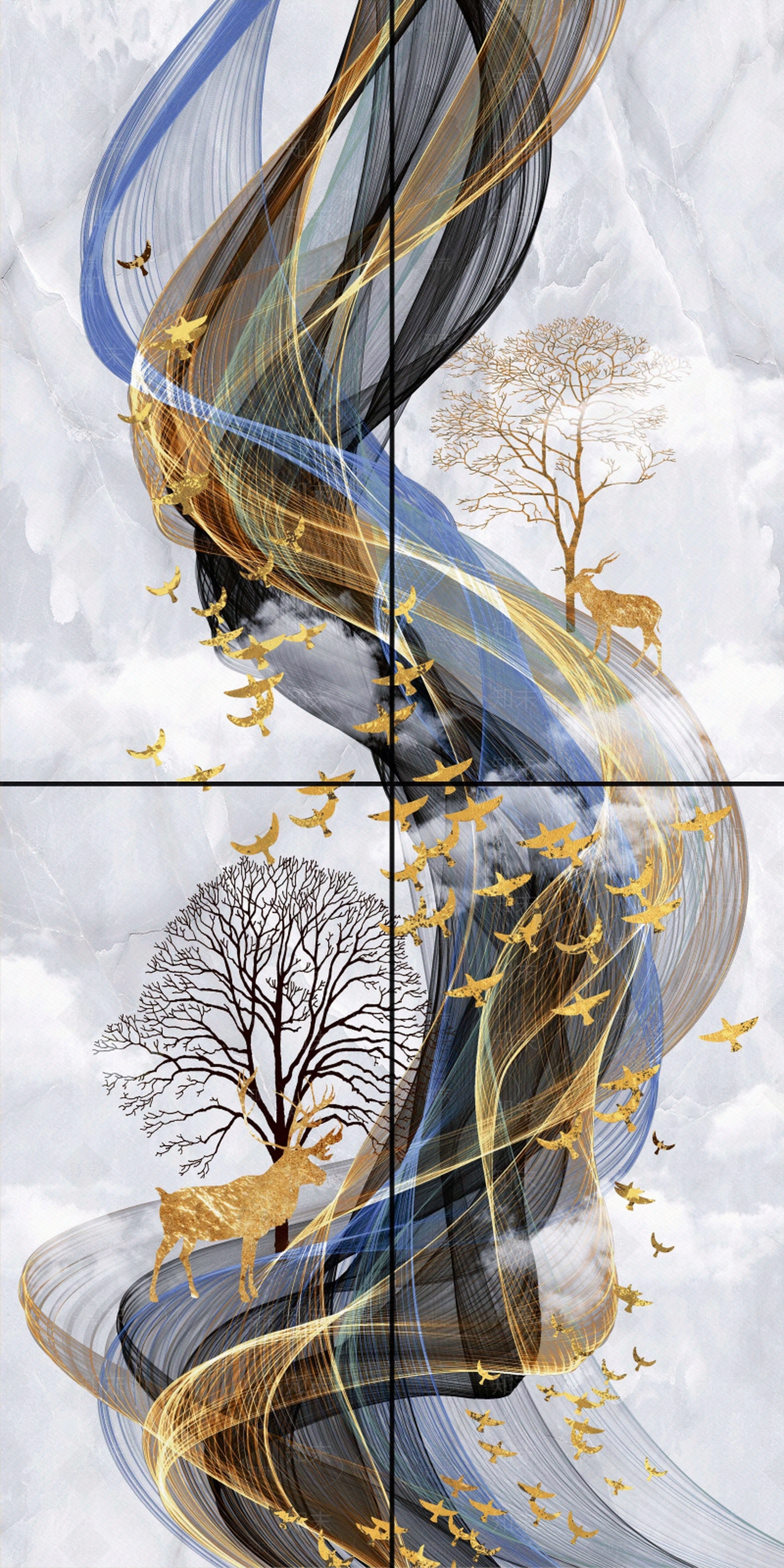 玄鹿乘云艺术砖贴图下载【ID:1121217080】