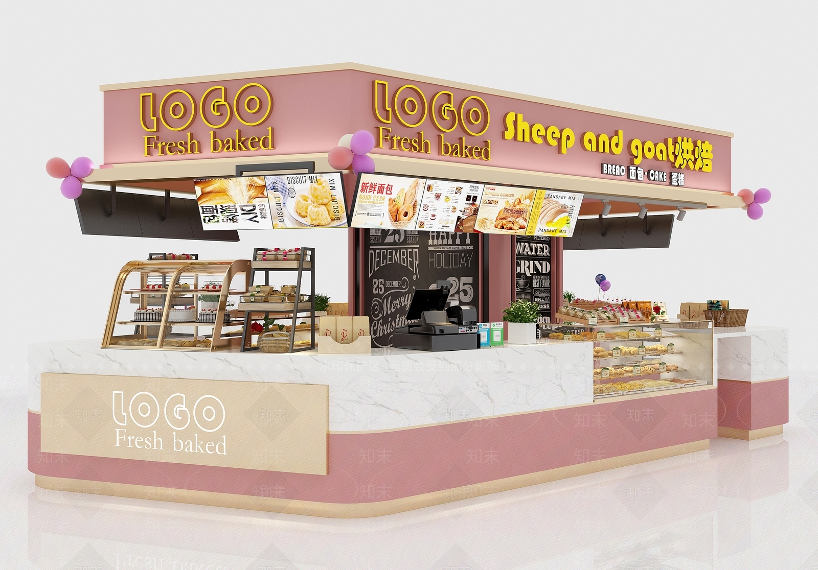 现代面包蛋糕店3D模型下载【ID:1121224682】