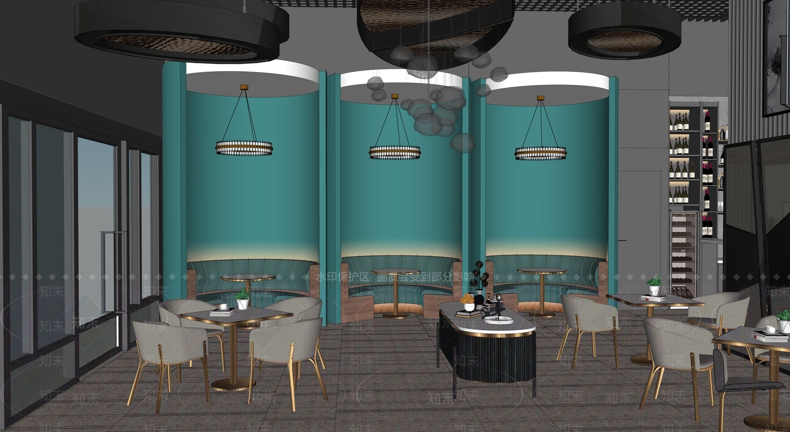现代西餐厅SU模型下载【ID:1121228740】