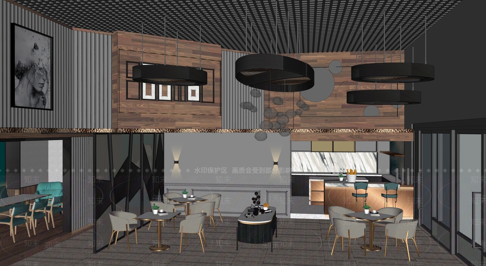 现代西餐厅SU模型下载【ID:1121228740】