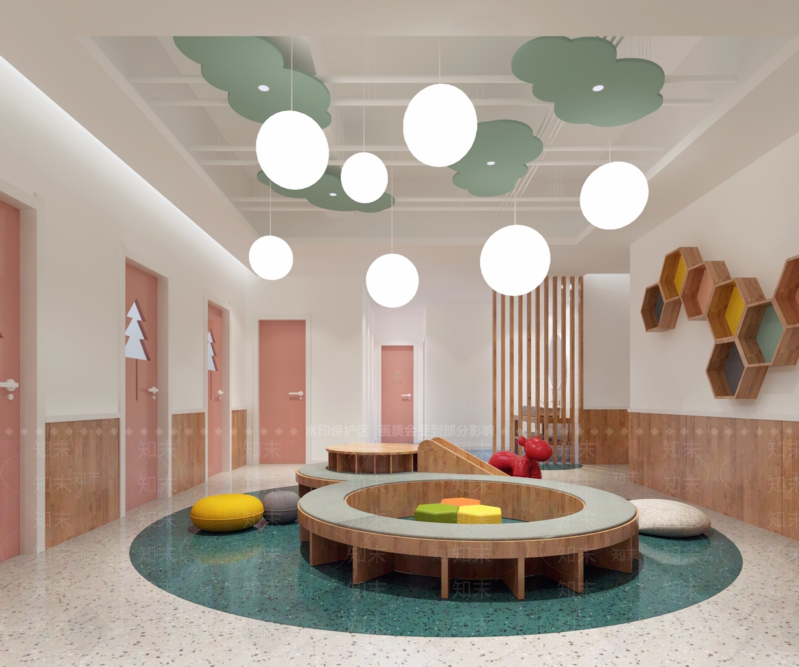 现代培训机构休息大厅3D模型下载【ID:1121230215】