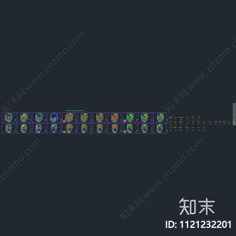 全套现代美式布局室内设计施工图施工图下载【ID:1121232201】