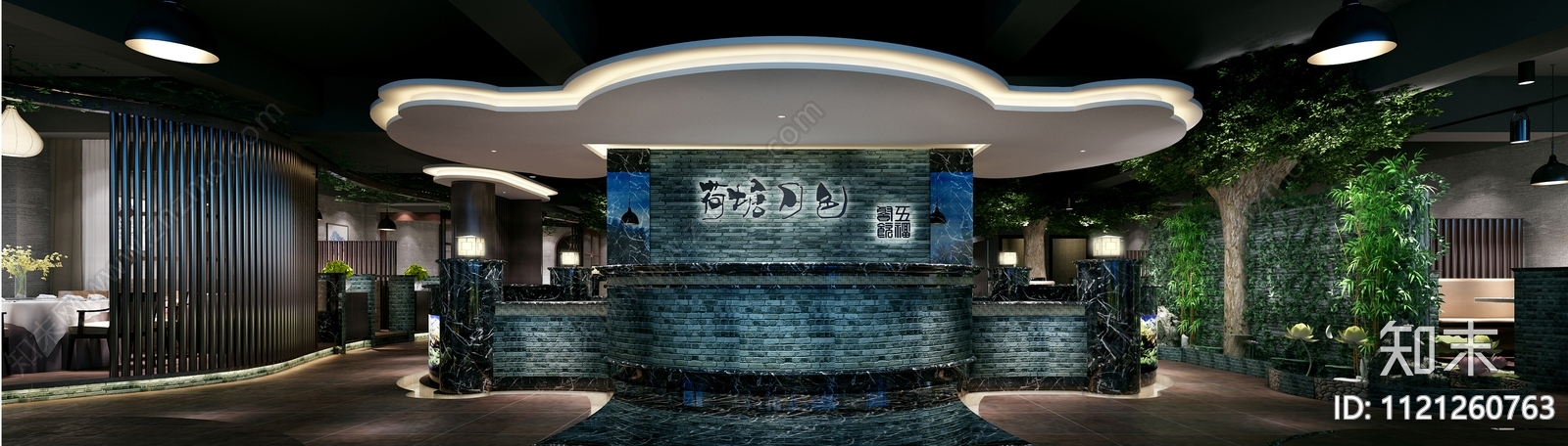 网红新中式餐厅CAD施工图效果图cad施工图下载【ID:1121260763】