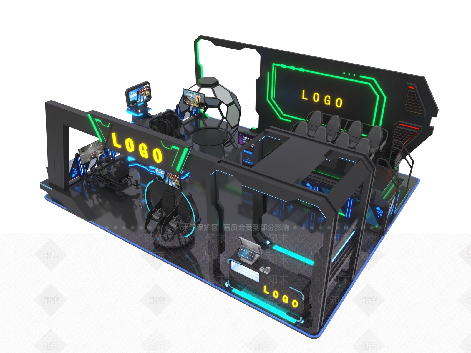 现代VR游戏设备3D模型下载【ID:1121262314】