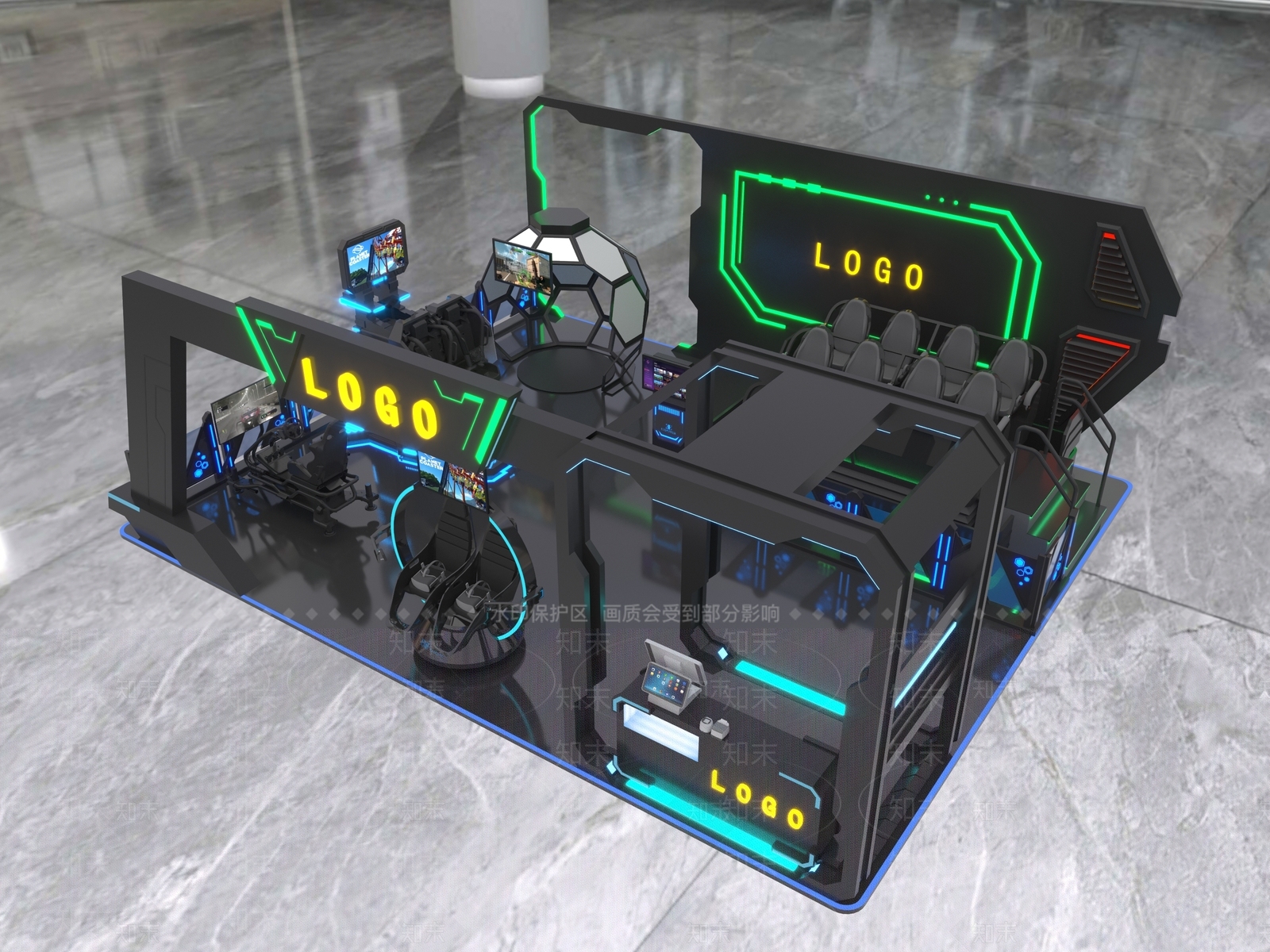 现代VR游戏设备3D模型下载【ID:1121262314】