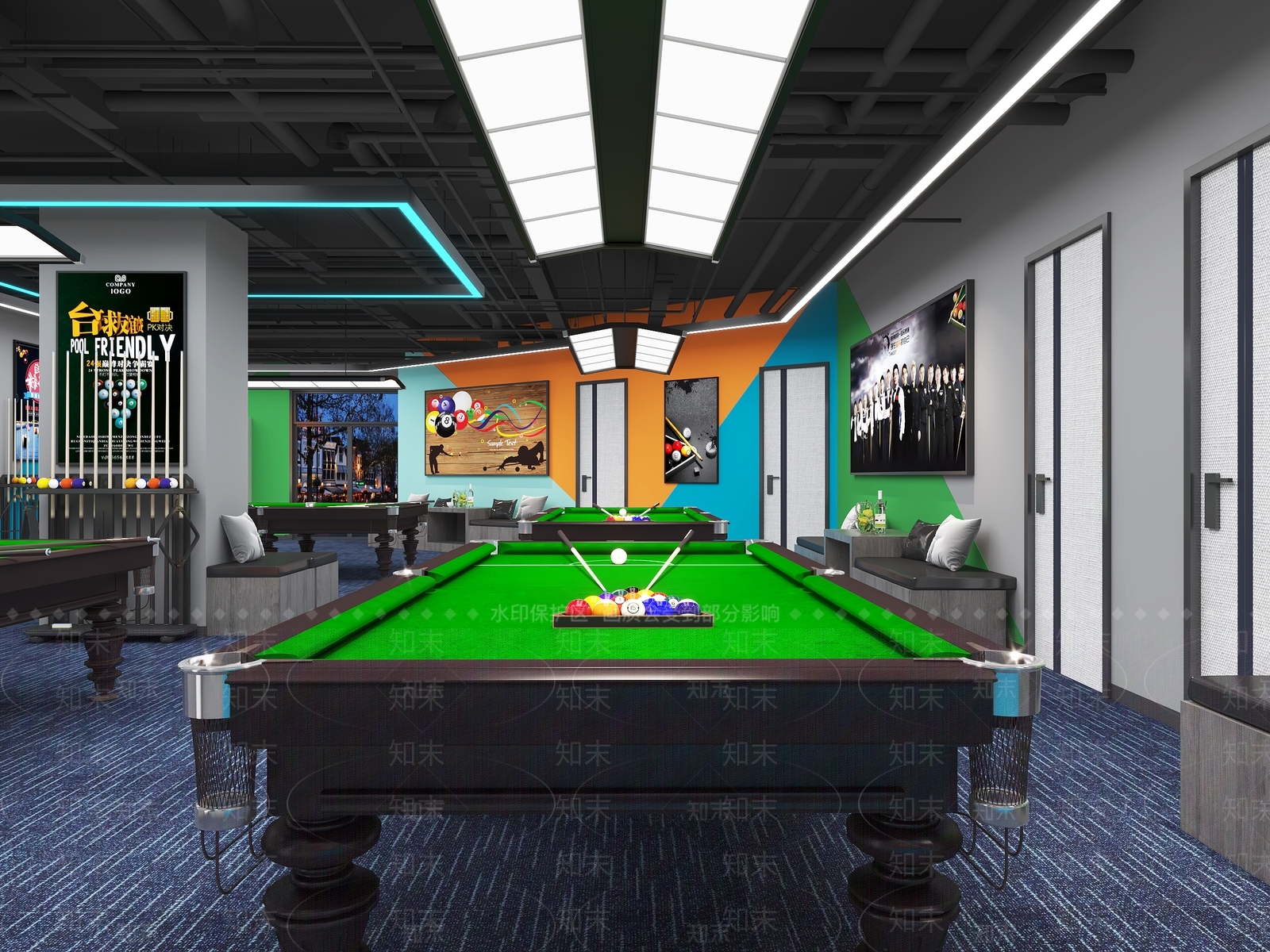 现代台球厅3D模型下载【ID:1121262720】