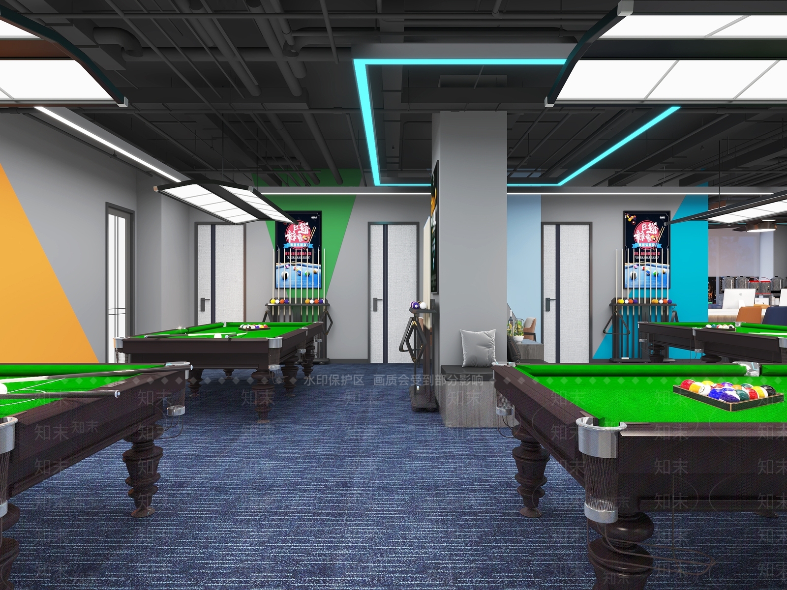现代台球厅3D模型下载【ID:1121262720】