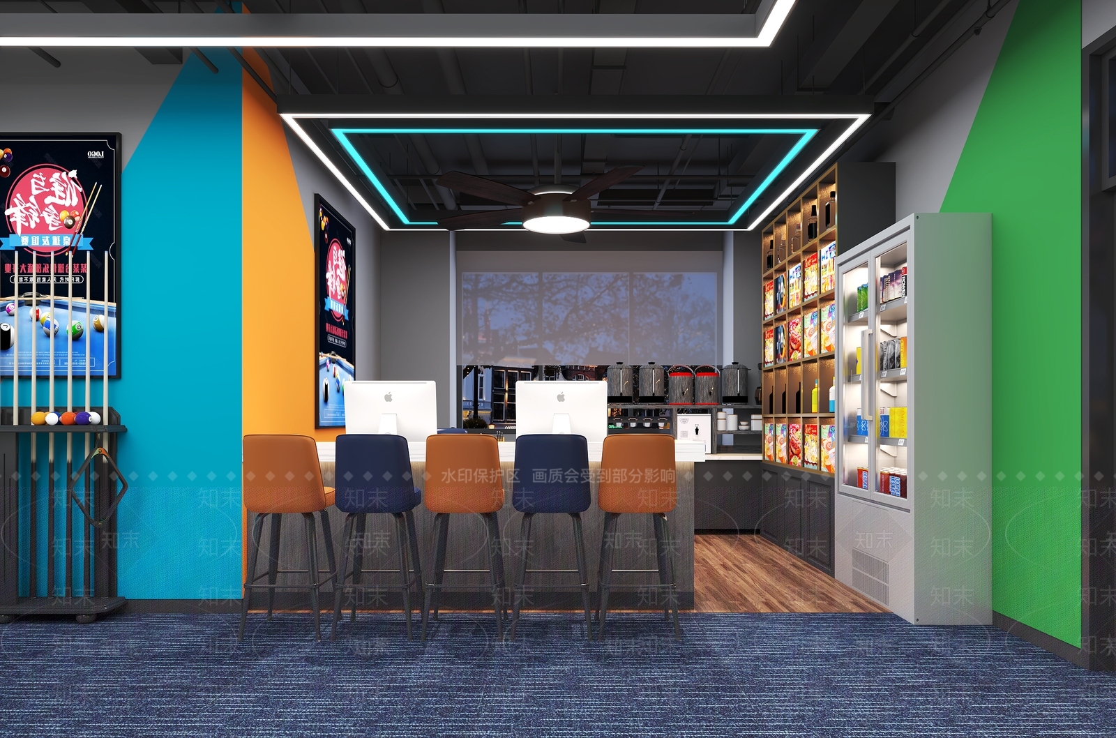 现代台球厅3D模型下载【ID:1121262720】