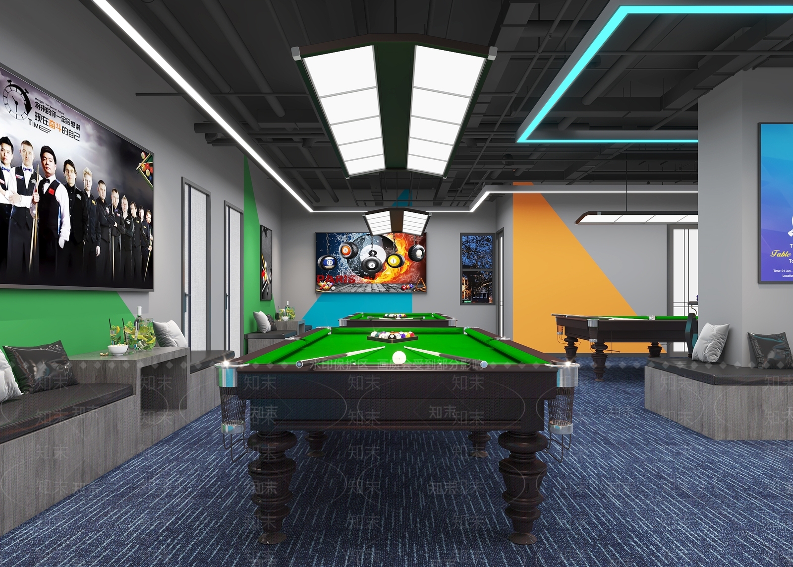 现代台球厅3D模型下载【ID:1121262720】