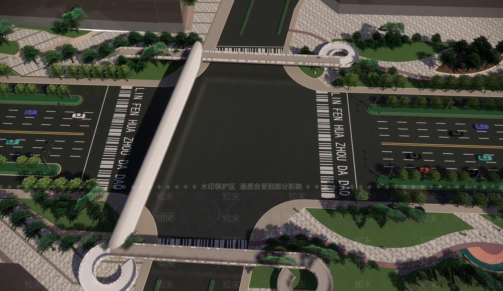 现代市政道路景观SU模型下载【ID:1121295012】