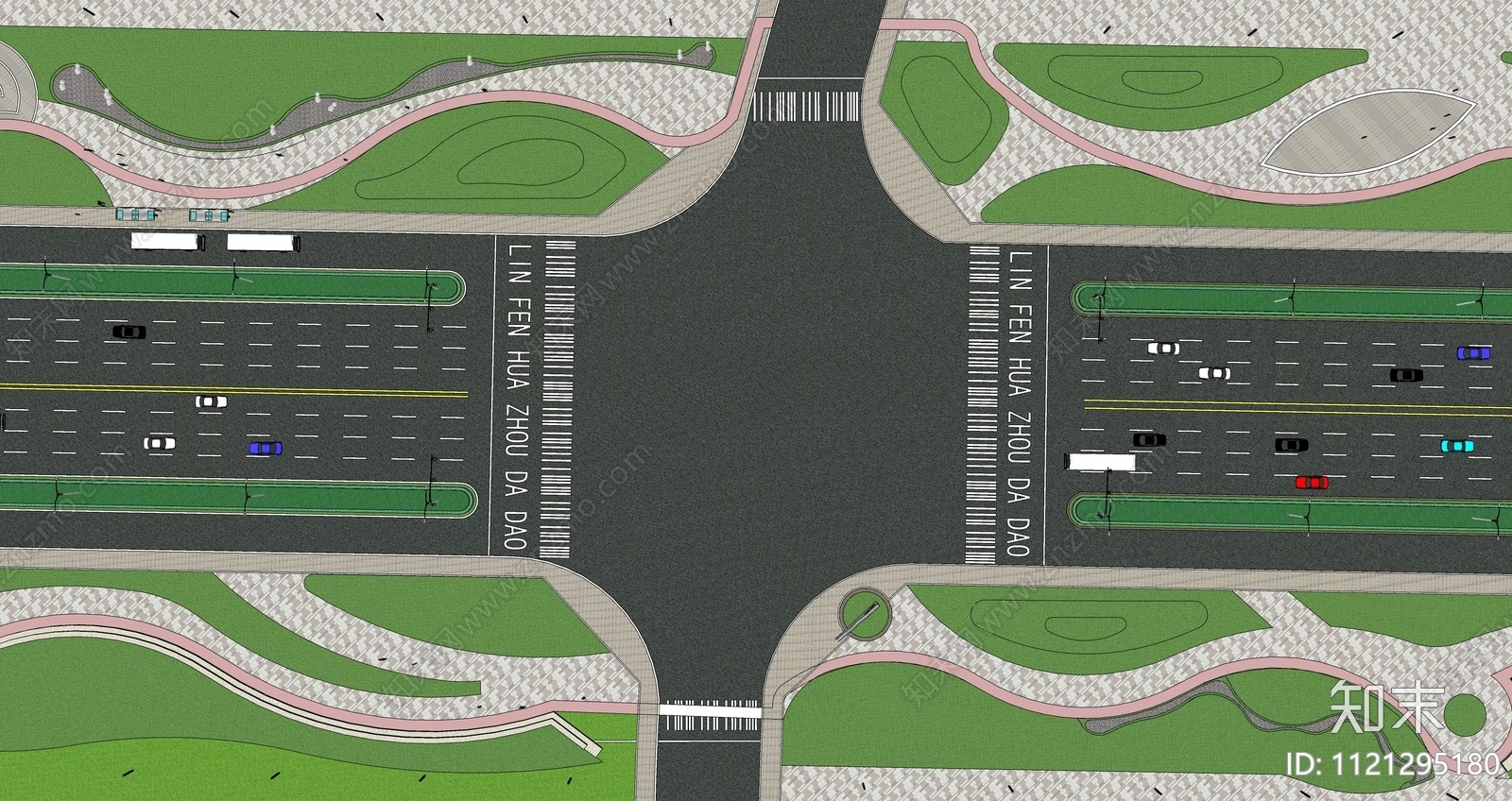 现代市政道路景观SU模型下载【ID:1121295180】