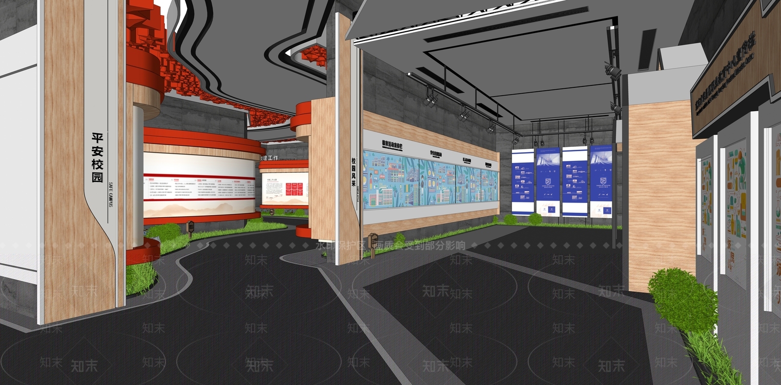 现代党建展厅SU模型下载【ID:1121296903】