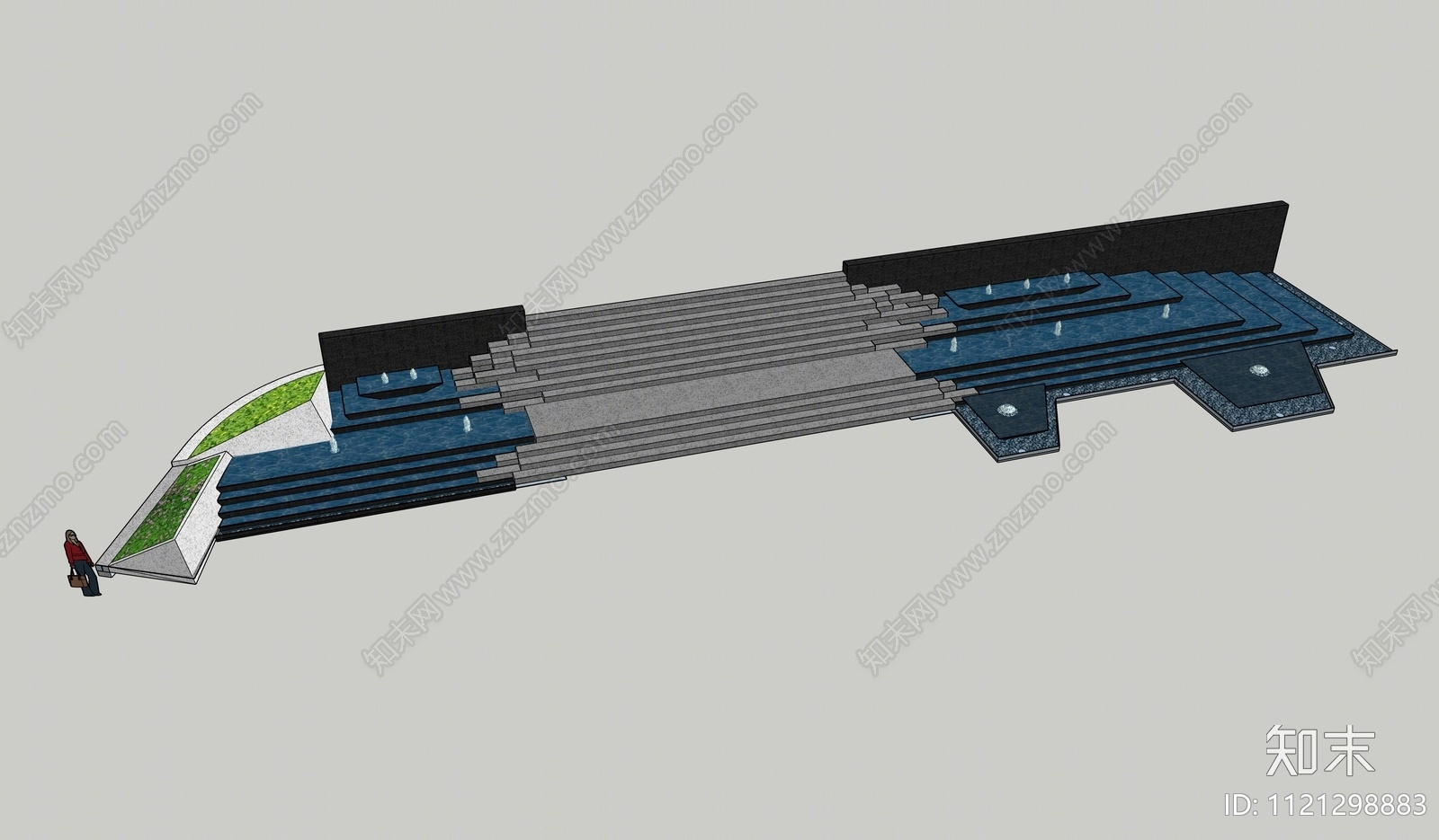 现代台阶景观SU模型下载【ID:1121298883】